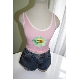 OMIGHTY Power Flower Lace Trim Tank Top – Pink – Size M